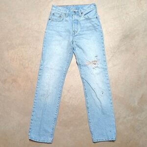 Levi's 501 Jeans 150th anniversary Fits 24x29 Distressed Button Fly Light Wash